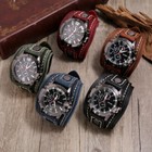 New Wide Leather Watch Cuff Band Brown Wrist Black Strap Punk Retro Quartz Mens