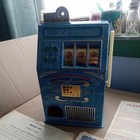 Medley Blue White Swirl Plastic One Armed Banker 10 Cent Slot Machine Toy Bank