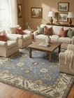 Muted Gray Floral Classic Design 9x12 Oushak Chobi Oriental Rug Handmade Carpet