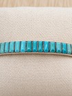 Vintage Zuni Sterling Silver Turquoise Channel Inlay Cuff Bracelet Signed Dewa