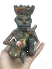 Vintage Old Tribal Indian Hand Painted Rare Wooden  Musical Men Figure Statue