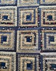 Vintage Victorian Heart Quilt Log Cabin Blue Cotton 48 X 57 Baby Boy Nursery Vtg