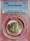 1948 Franklin Half Dollar Pcgs Ms64 Fbl