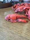 Lot Vtg Plastic Blow Mold Crawfish 4    Red Party Decor Collectible Kitschy Fun