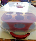 Good Cook  Rectangular Cupcake cake Carrier White red Handles 12  24 Cupcakes
