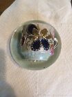 Antique German Mint Green Lustre Cup And Saucer Set With Gold Enamel Flower