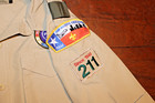 Boy Scouts Of America Bsa Youth Shirt Tan Large Sewn Patches Short Sleeve