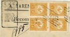 Turkey Ottoman Empire-sc 132 block Of 4  Two Pair  133 block Of 4 -pera 7 3 1914