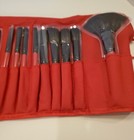 32 Pcs Professional Makeup Brush Set W  Red Handles   Matching Bag Travel Case