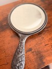 Antique Art Nouveau Edwardian Silverplate Vanity Hand Mirror Victorian Rose
