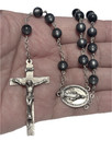 Vintage Afco Sterling Silver Catholic Rosary Crucifix Gray Tiger s Eye Beads 25g