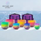 Cvnc 440hz 6-12  7 Pcs Rainbow Color Quartz Crystal Singing Bowl Chakra Set Bag