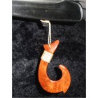 Extra Large Hawaiian Koa Wood Fish Hook 5  Hand Carved And Tied On Maui Hawaii