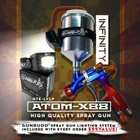Professional Atom X88 Infinity Spray Gun     Dual 1 3 1 4mm Tips Auto Body Paint 
