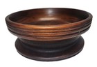 Vintage Very Old Wood Wooden Carved Bowl Turned 9  Pedestal Style Primitive Oak