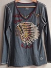 Rare Double D Ranch Wild Ones Blue Native American Indian Chief Shirt Top Tee S