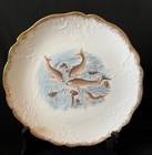 Set Of 4 Antique Fish Luncheon   Dessert Plates From Austria  Gold Trim Embossed
