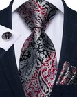 Men s Paisley Floral Necktie Set Silk Tie Hanky Cufflinks For Party Wedding