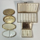 Lot Of 4 Vintage Metal Pill Boxes cases Weekly Inserts Pisa Torre Floral