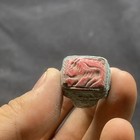 Ancient Roman Style Bronze With Jasper Intaglio Stone Ring With Rare Patina 