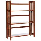 Wood 3 Tier Folding Bookshelf Stackable Storage Organizer Shelving Bookcase