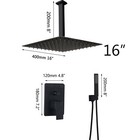 16 black Bathroom Shower Faucet Set Rainfall Square Head Mixer Control Valve Tap