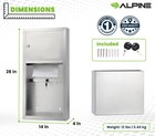 Alpine Wall Mounted Commercial Paper Towel Dispenser With 2 Gallon Wall Trash   