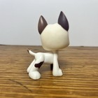 Littlest Pet Shop Lps Great Dane White Brown Teardrop Brown Eyes
