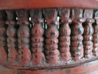 Antique Burmese  Red Lacquer Sgrafitto Offering Vessel