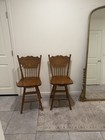 1 High End Vintage Solid Oak Pressed Back Rustic Country Style Bar Single Stool