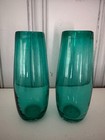 Set Of 2 Blown Art Glass Bud Vase Tear Drop Teal  Aqua  Blue-6  Tall