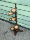 Vintage 34    Mcm 6 Tier Wood Spindle Pedestal Rotating Paddles Plant Stand