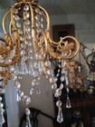 Vintage Antique French 1 Light Crystal Brass  Chandelier Light 