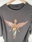Shein Women s Gray Graphic Tee Angel Short Sleeve Size S