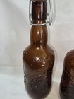 set 2  Vintage Grolsch Beer Bottle Amber Brown Glass Porcelain Flip Swing Top 