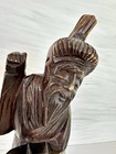 Hand Carved Wood Statue Man Wise Immortal Antique Chinese Oriental Brown 10 5    H