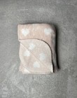 Max Studio Kids Pink Baby Blanket White Hearts Stitch Edge Soft Fleece Lovey