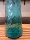 Vintage Empoli Genie Bottle Decanter With Stopper Blue Slump Crinkle Glass 22   