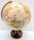 Vintage Replogle Raised World Classic Series 12  Diameter Globe Hardwood Base