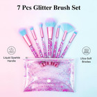 Unicorn Fan Makeup Brush Set crystal Sparkles Blue Blush Powder Fan Lip Eye Shad