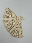 Off White  Ivory Crochet Fan Starched Vintage Ornaments Decor Christmas