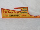Vintage 1930 s Baker Coin Operated Football Kicker Catcher Arcade Cardboard Sign