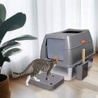 Xxl Steel Enclosed Cat Litter Box No Smell Pets Stain Resistant Anti-splashing