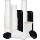 Disposable Paper Coffee Cups W  Lids 24oz 50 Count Hot Drink Containers To Go Us