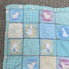Vintage Baby Quilt Pastel Patchwork Bunny Duck Dog Nursery Blanket Reversible 