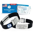 Emergency Medical Alert Bracelet - Black Safety Id For Men   Women
