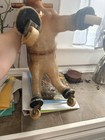 Vintage Wooden Ride-on Horse Toy W  Wooden Handles  4-wheel Rolling Design