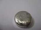 Sterling Silver Pill Box Round Shape Engraved On Top Solid 925 Silver