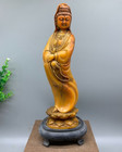 10 noble Old Shoushan Stone Handwork Carve Kwan Yin Guanyin Goddess Lotus Statue