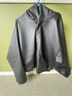 Yeezy Men   s Black Hooded Faux Leather Jacket Size 2
